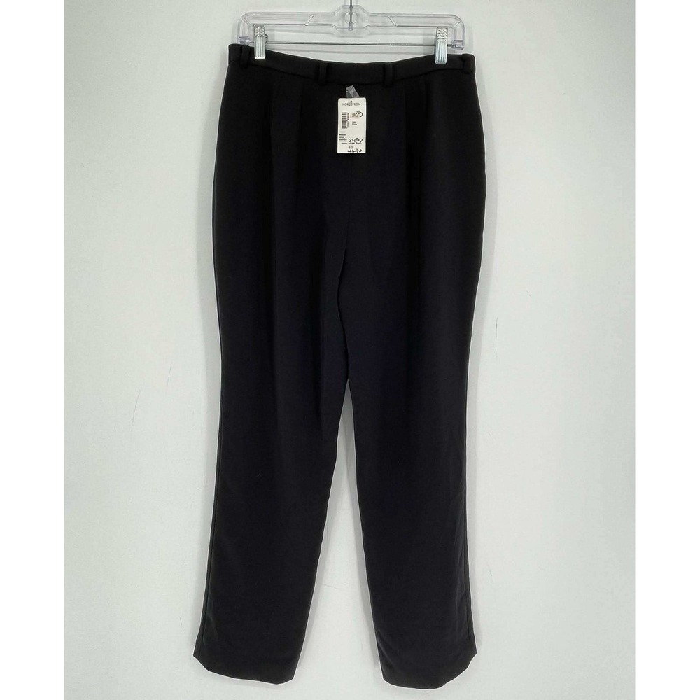 Caslon NWT Women's Black Dress Pants Straight Leg Petite Pleated Size 14P